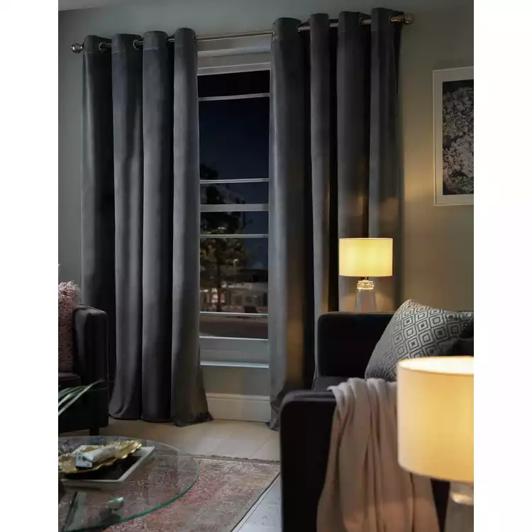 Habitat Dimout Eyelet Curtains - Grey - 117x137cm