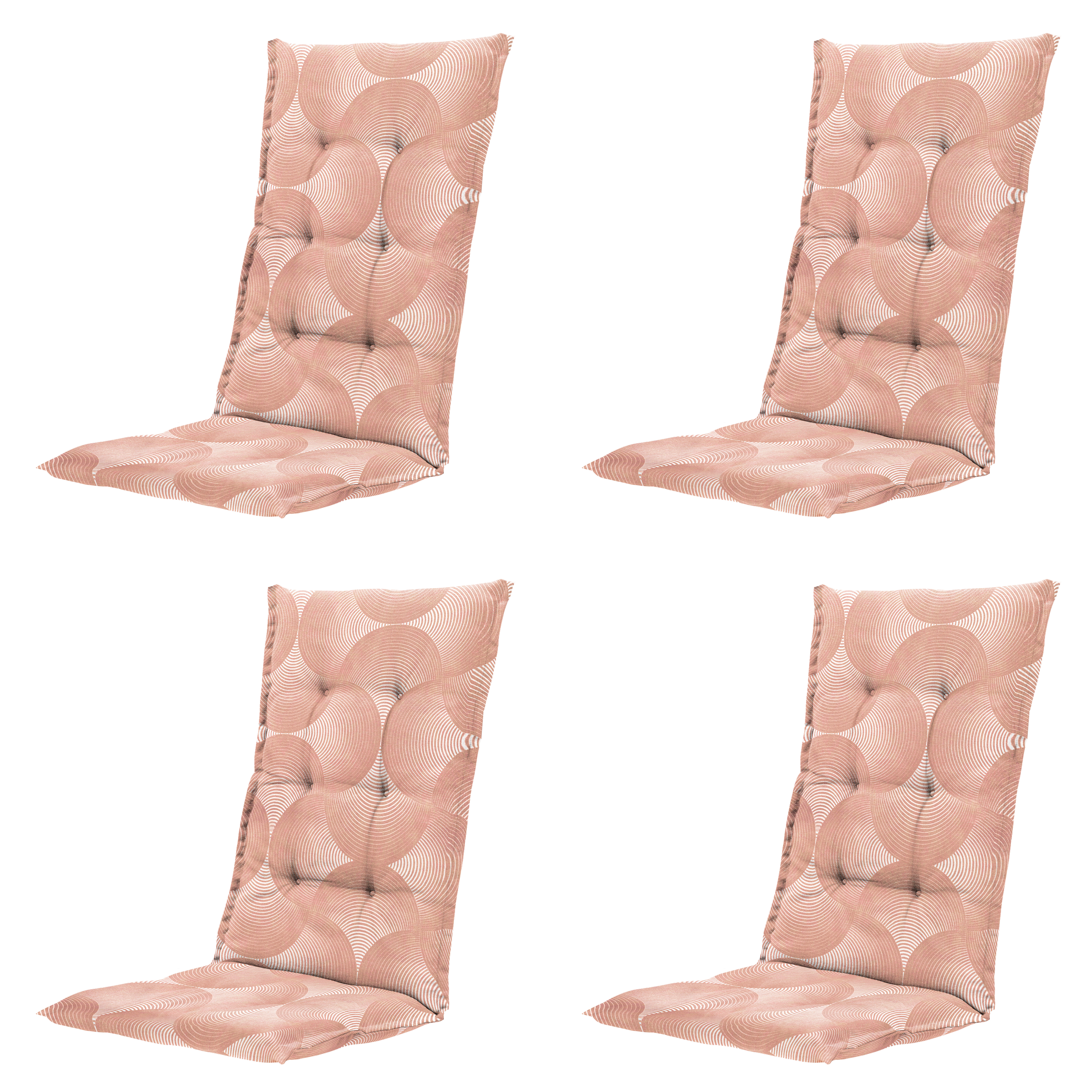 Madison tuinstoelkussen hoge rug Napels - roze - 123x50x5cm - set van 4