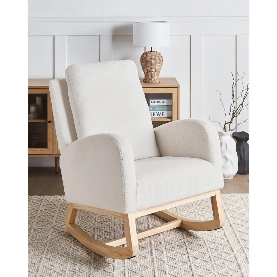 ALSTA - Schommelstoel - Gebroken wit - Boucl&eacute;