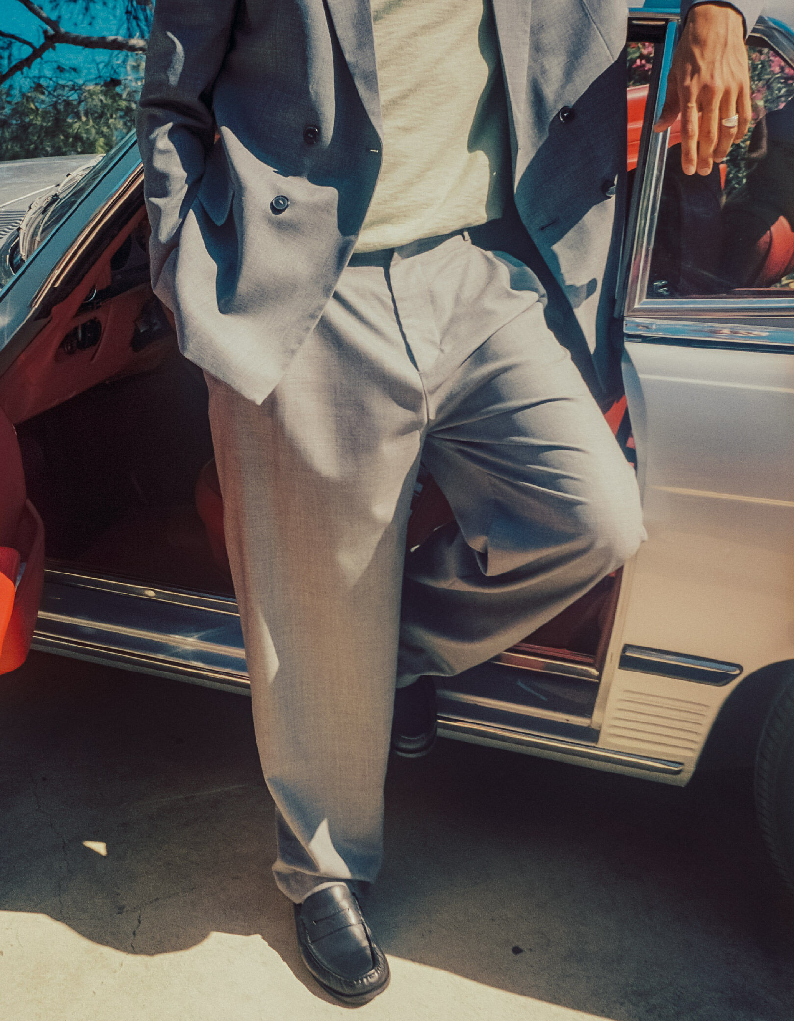 Pantalon de costume gris avec plis Homme
