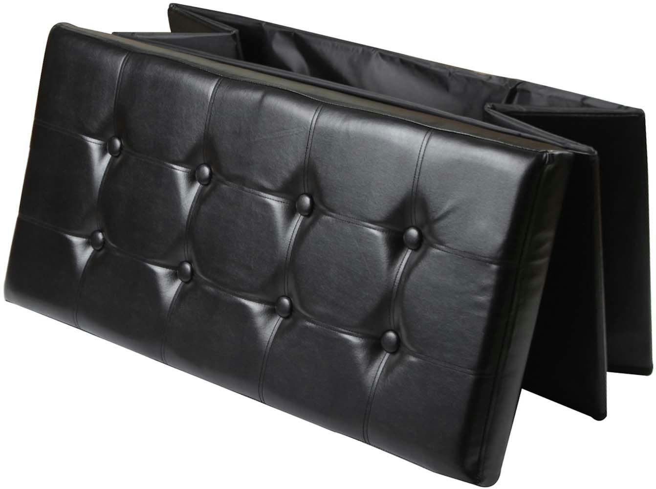 - Banc coffre polyuréthane couvercle capitonné noir