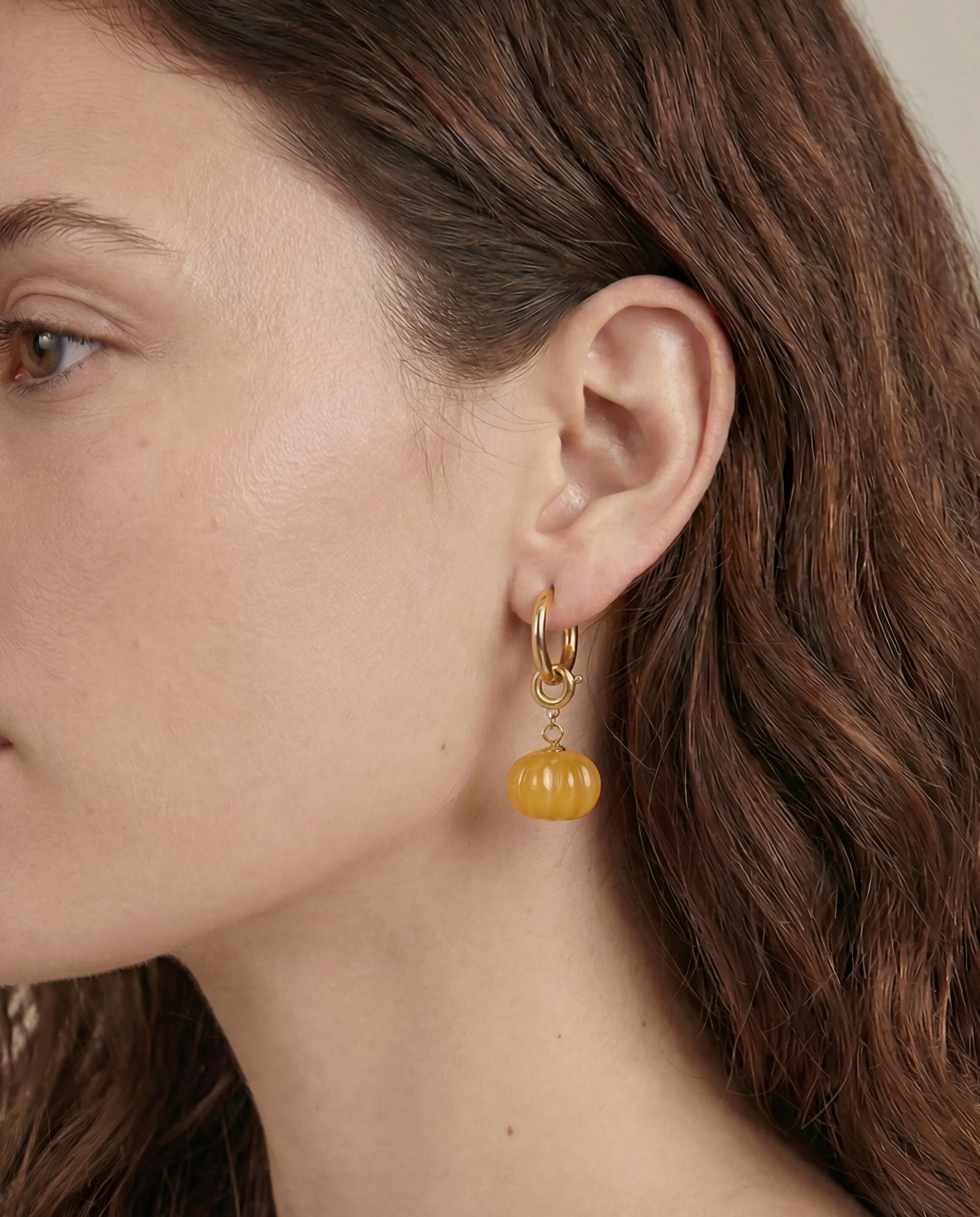 Harvest — Jade Stone Charm Earrings in Pumpkin