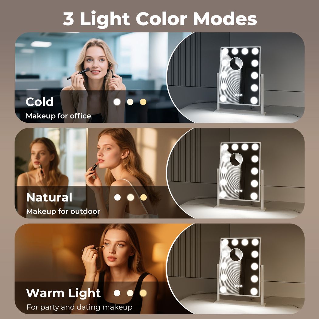 Levede Emitto LED Hollywood Makeup Vanity Mirror Dimmable 3 Colour Lights