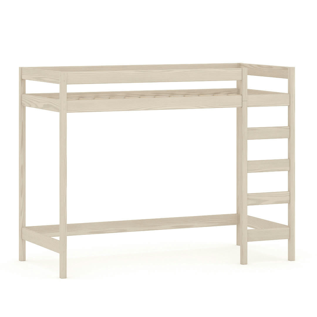 - Lit mezzanine en pin massif 180x80 chêne blanchi