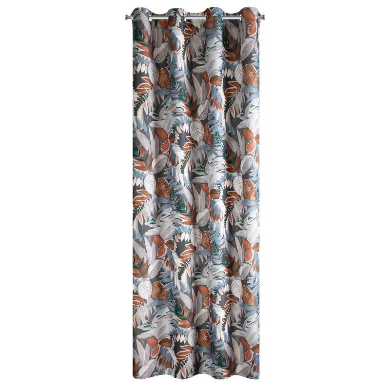 Zasłona na przelotkach z motywem botanicznym MARILA 140X270 stalowa ruda
