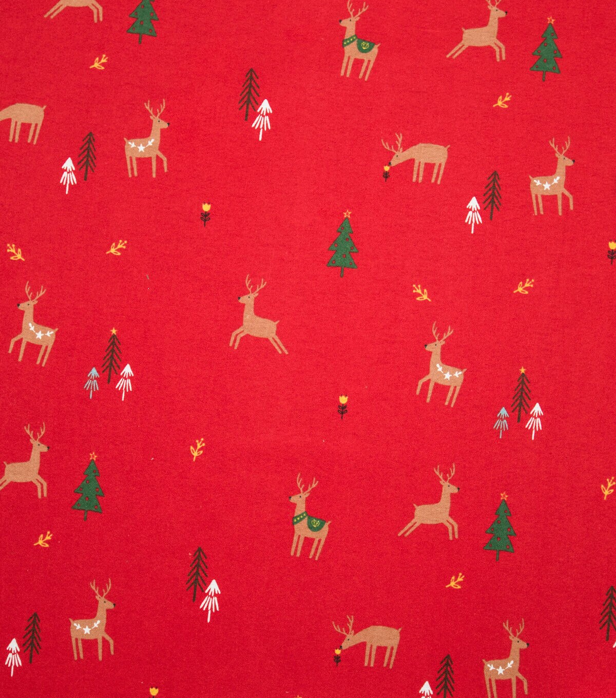 Trees & Deer on Red Super Snuggle Christmas Flannel Fabric by POP!