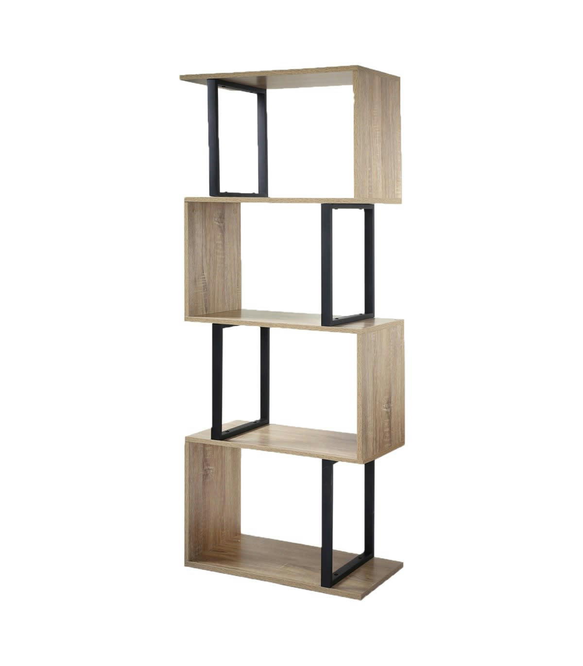 - Étagère 4 Niveaux décor bois avec montants métal