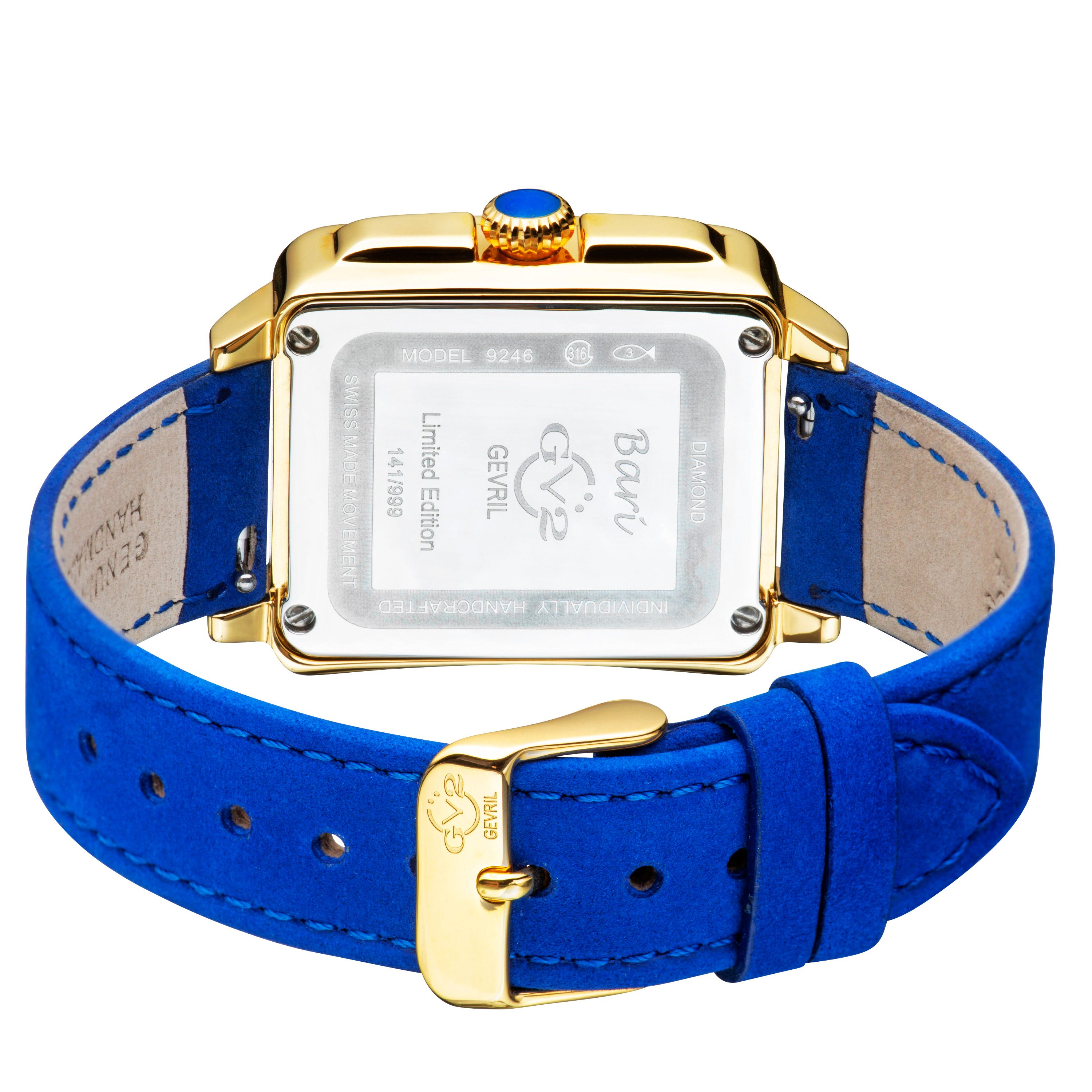 GV2 Bari Tortoise 9248.3 Swiss Quartz Diamond Antireflective Sapphire Blue Dial 30 MM Watch