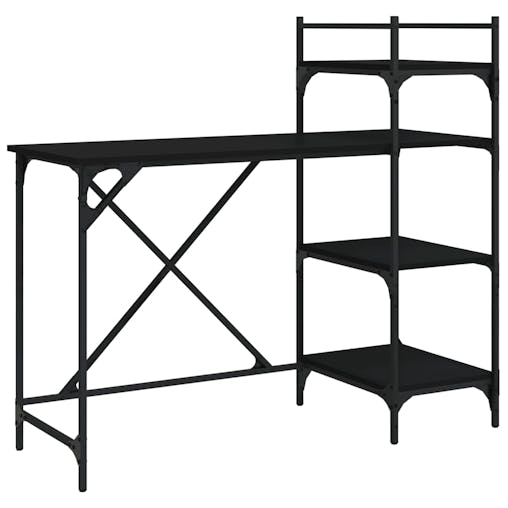 NNEVL Computer Desk with Shelves Black 120x47x109 cm