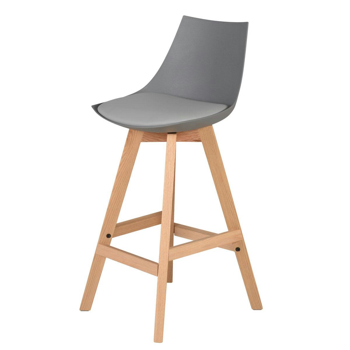 KIM - Chaise snack grise et pieds en chêne massif