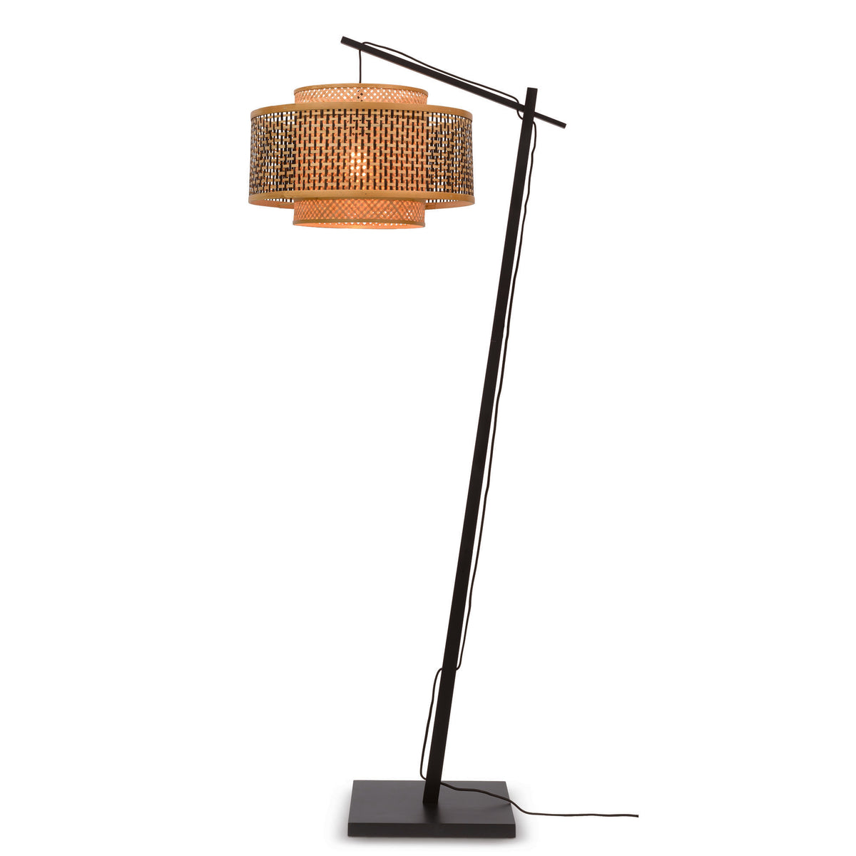 GOOD&MOJO vloerlamp Bhutan - bruin - Ø30cm
