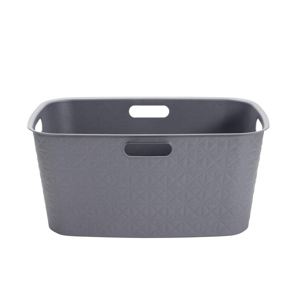 Panière à linge rectangulaire plastique gris 45L 59x38xH27,5cm