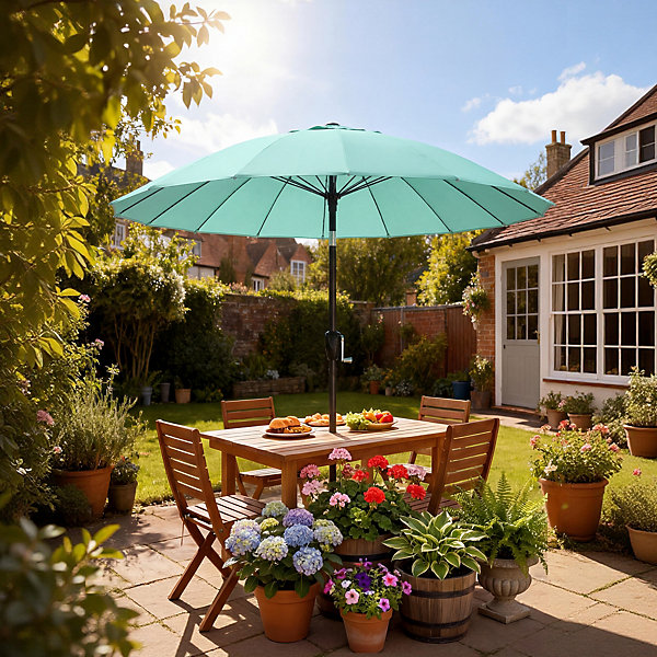 Parasol de jardin inclinable manivelle haute densité anti-UV 30  turquoise