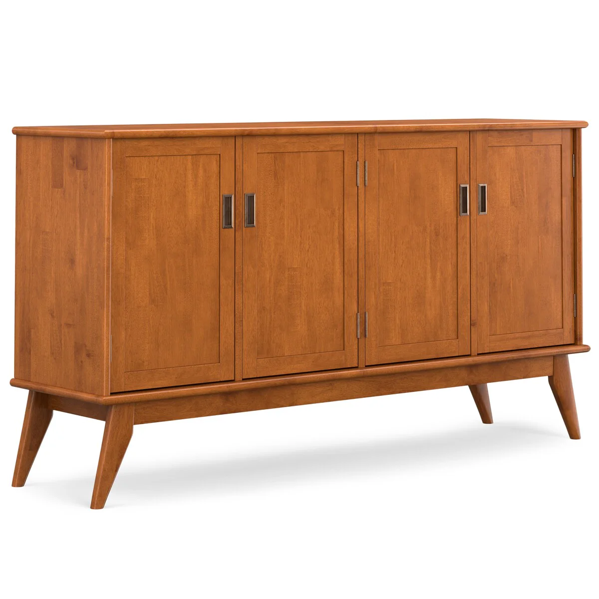 WYNDENHALL Tierney SOLID HARDWOOD 66 inch Wide Rectangle Modern 4 Door Sideboard Buffet in Teak Brown - 17 D x 66 W x 36 H