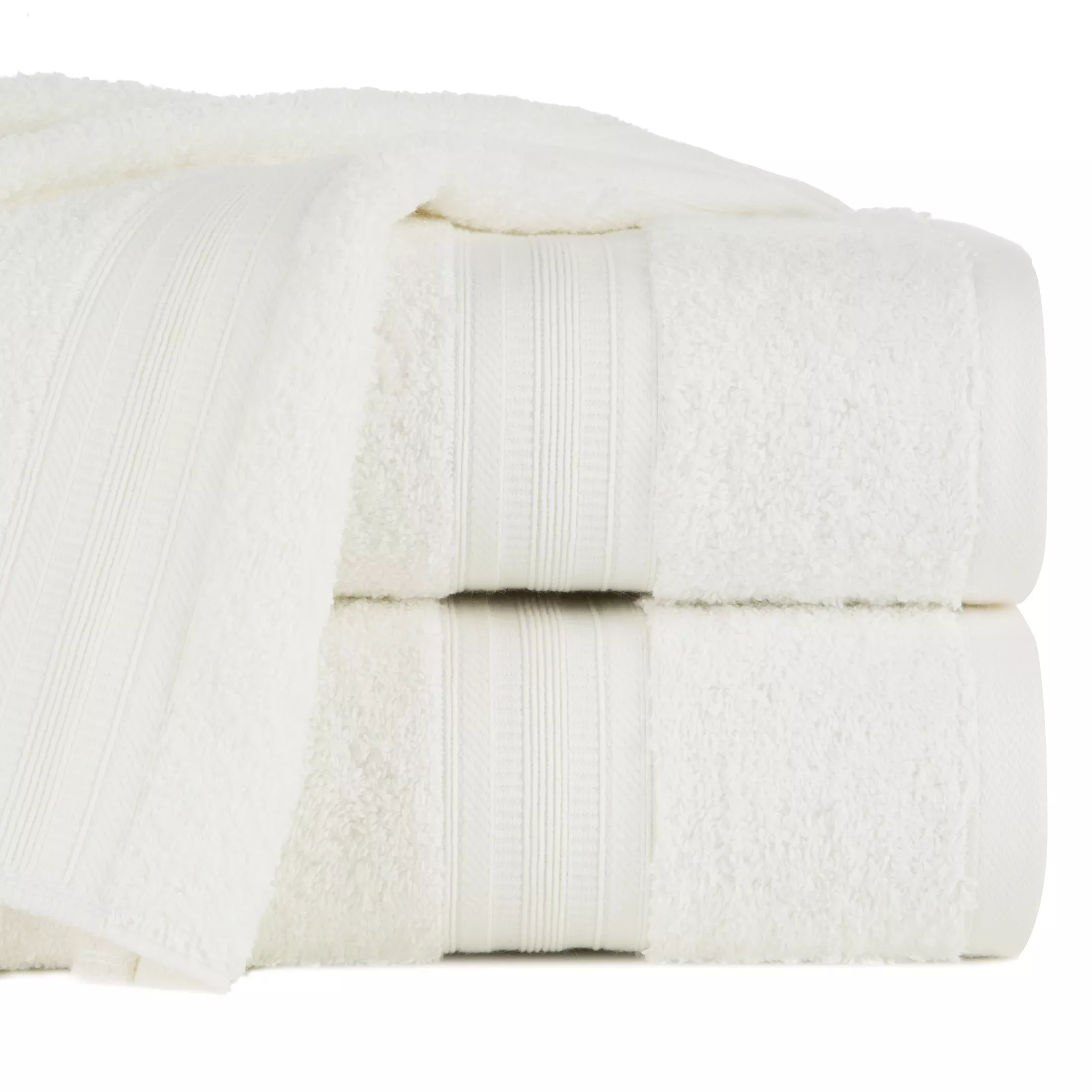 Ręcznik do rąk 30x50 cm bawełniany kolor kremowy z bordiurą w paski 550 g/m2 ELEN