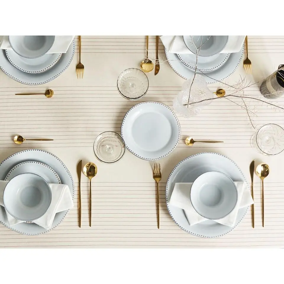 CHERVIL - Serviesset 12 delig - Lichtblauw - Steengoed