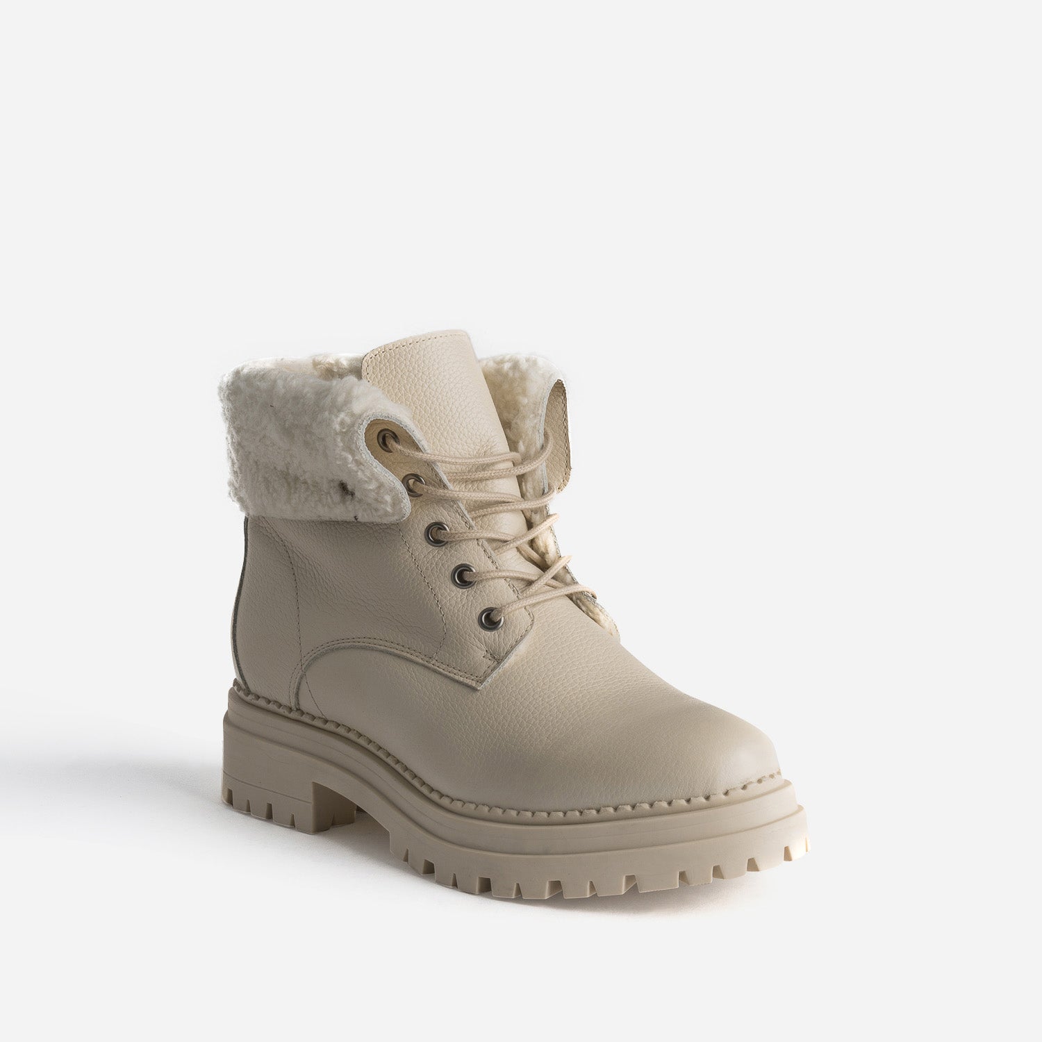 Boots à lacet TEXTO écru en cuir éco-conçu