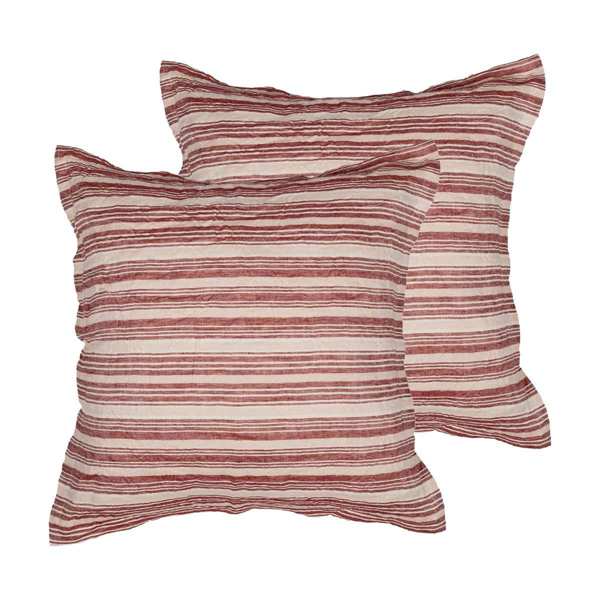 TEKSADA GRAPHIC - 2 taies d'oreiller en lin lavé/coton Cardinal 65x65 cm