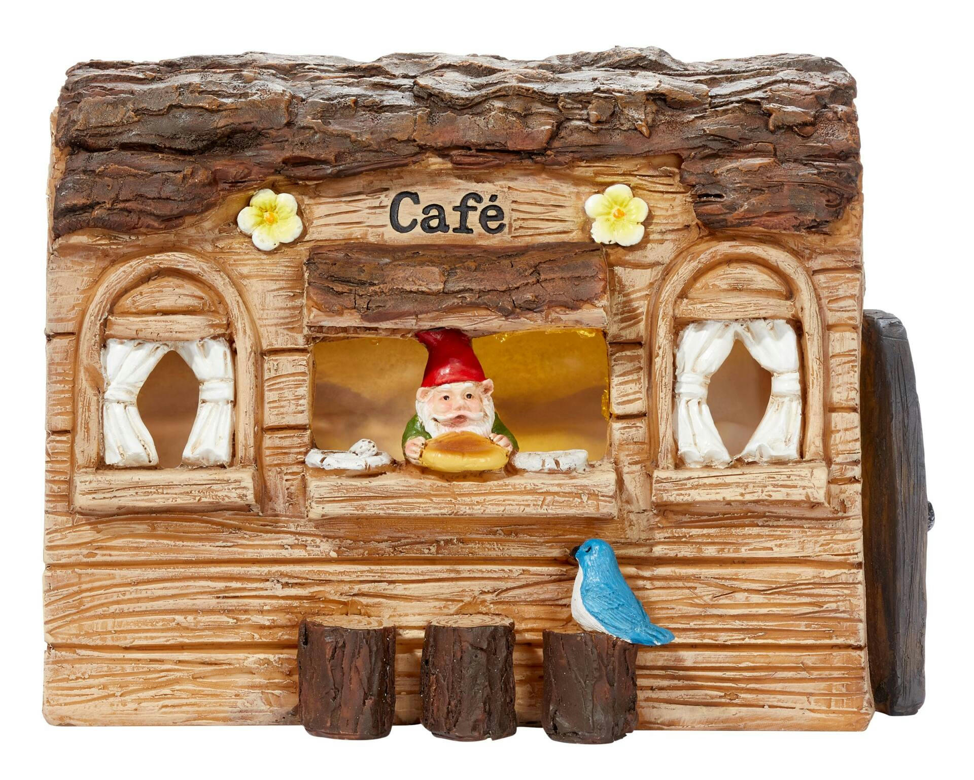 For Living Fairy Café Outdoor Soler- Powered Garden Statue, 8.25 X 4.75 X 6-in