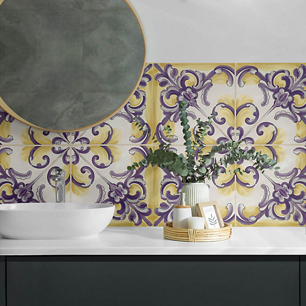 Panneau Décoratif Mural Wallfluent 120x60 cm Motif Floral En Cercle 1 pièce
