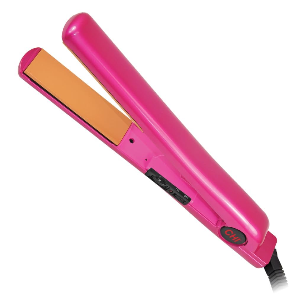 CHI Tourmaline Ceramic Flat Iron Hair Straightener 1, Professional Hair Styling Tool for Silky Smooth Hair, Frizz Control & Curling, Pure Pink 1 Plates