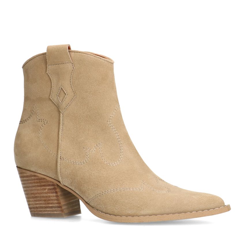 Manfield Beige suède cowboy laarzen