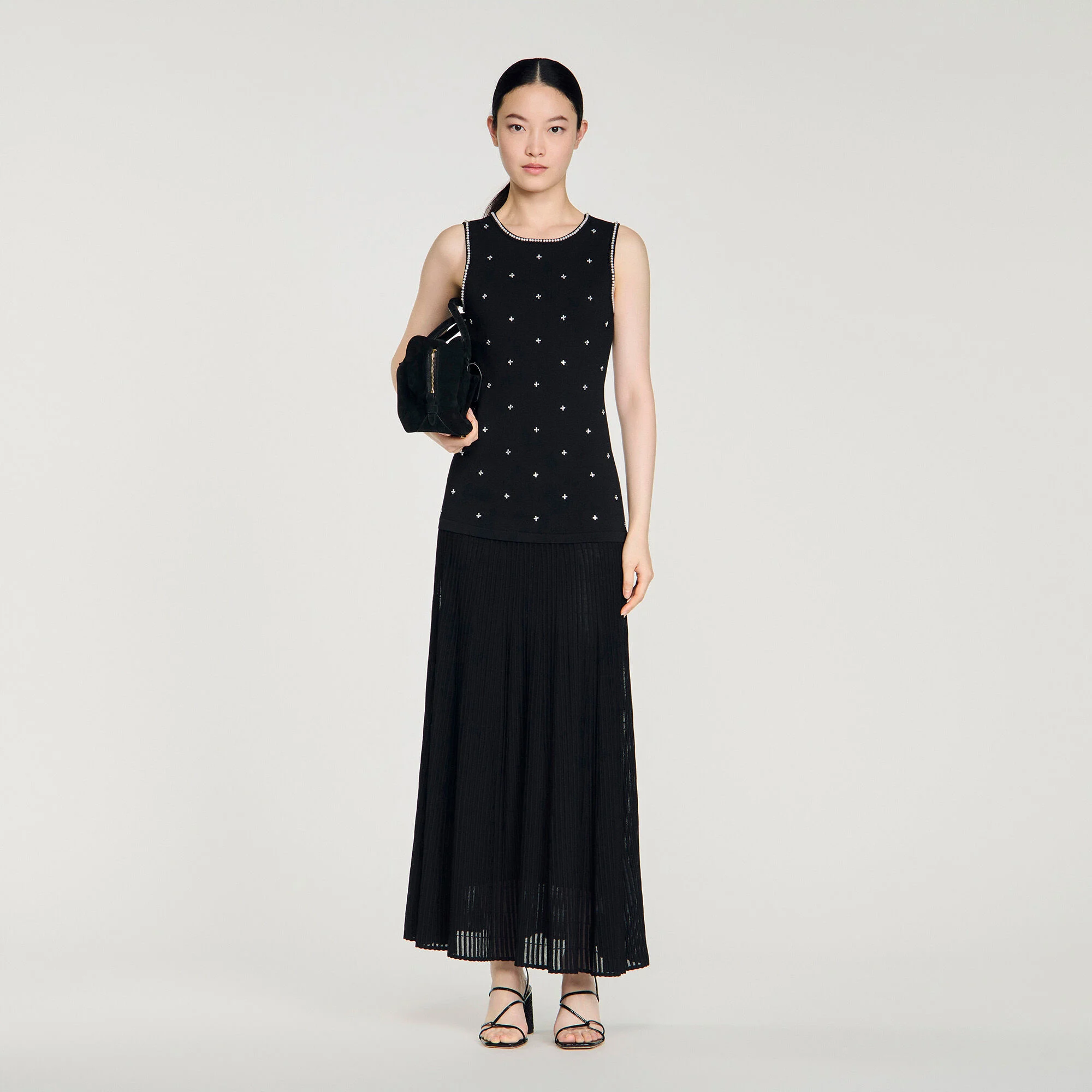 Robe longue strassée imprimé fleur