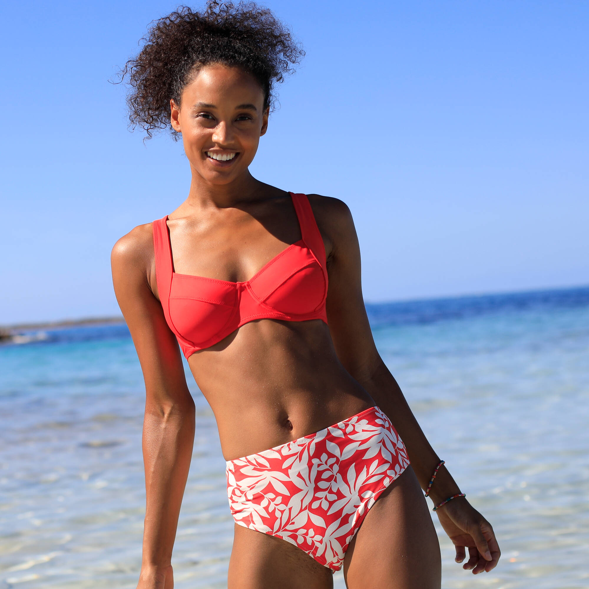 Bas de maillot de bain taille haute imprimé Linao