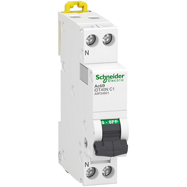 A9p24601 Schneider - Disjoncteur 1a - Phase Neutre 1p n - Courbe C - 10ka - Bornes à Vis - Schneider Idt40n