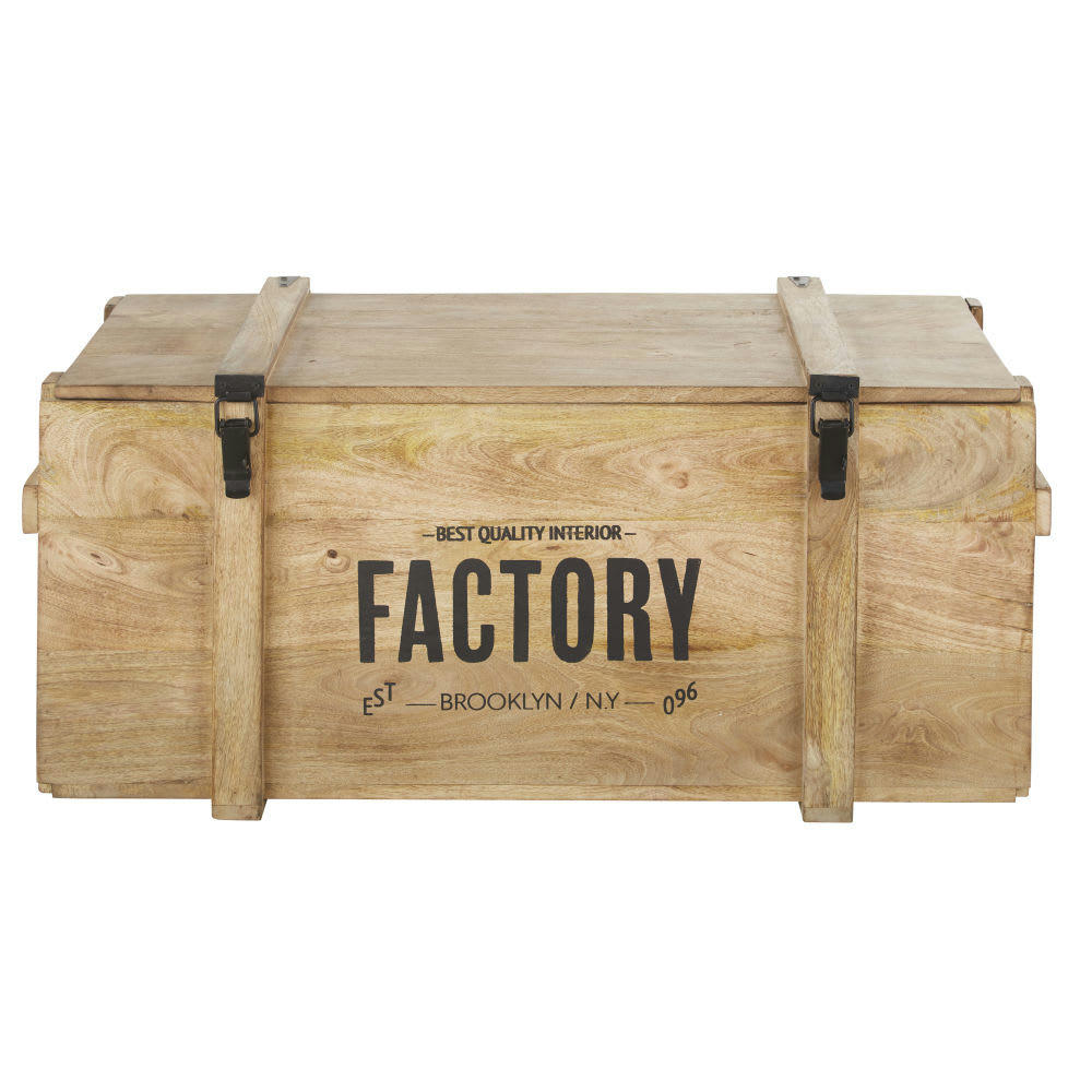 FACTORY - Malle en bois de manguier et métal noir
