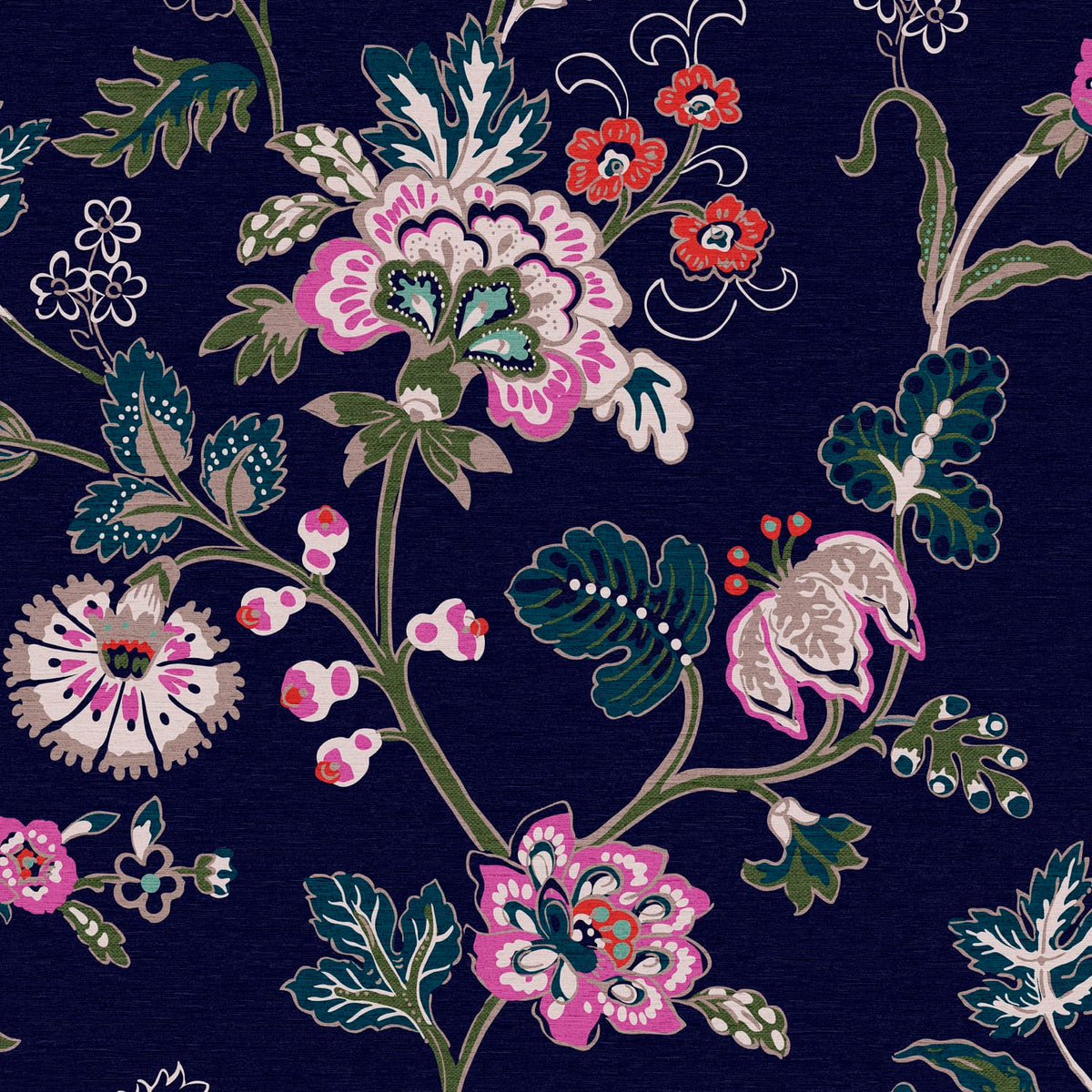 Joules Vliesbehang - Vine Cottage Floral Royal Navy - 10mx52cm