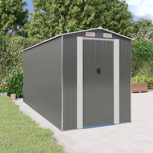 NNEVL Garden Shed Light Grey 192x440x223 cm Galvanised Steel