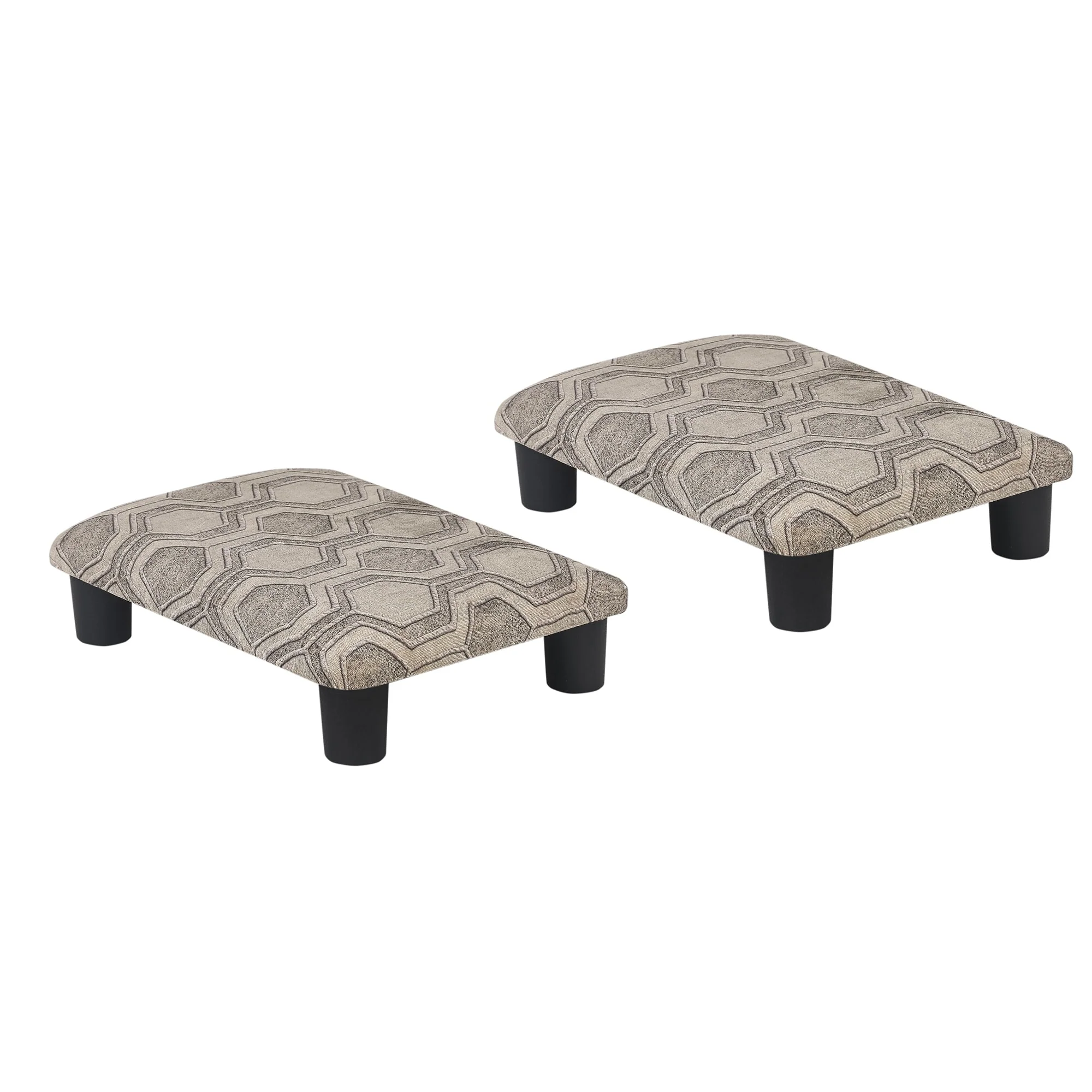 Adeco Set of 2 Footrest Ottoman Linen Low Foot Stools