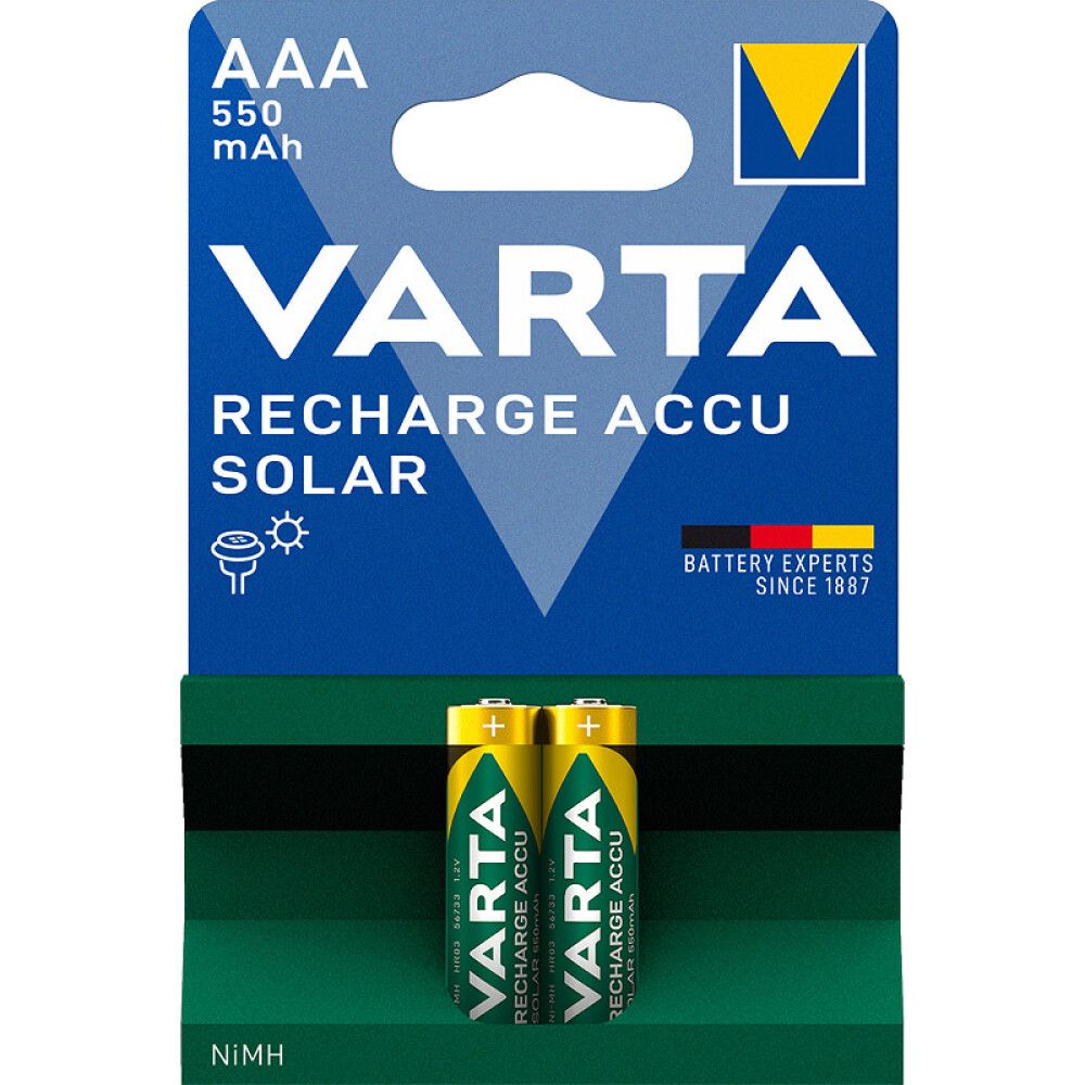 BATTERI VARTA RECHARGE ACCU SOLAR AAA 550MAH 2STK