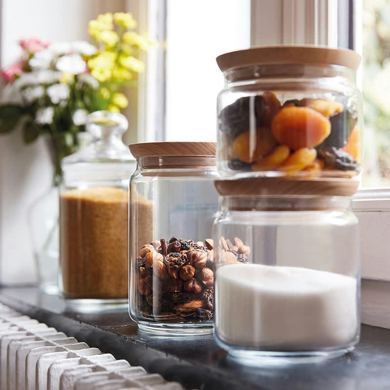 PURE JAR WOOD - Bocal en verre couvercle bois 1,5L