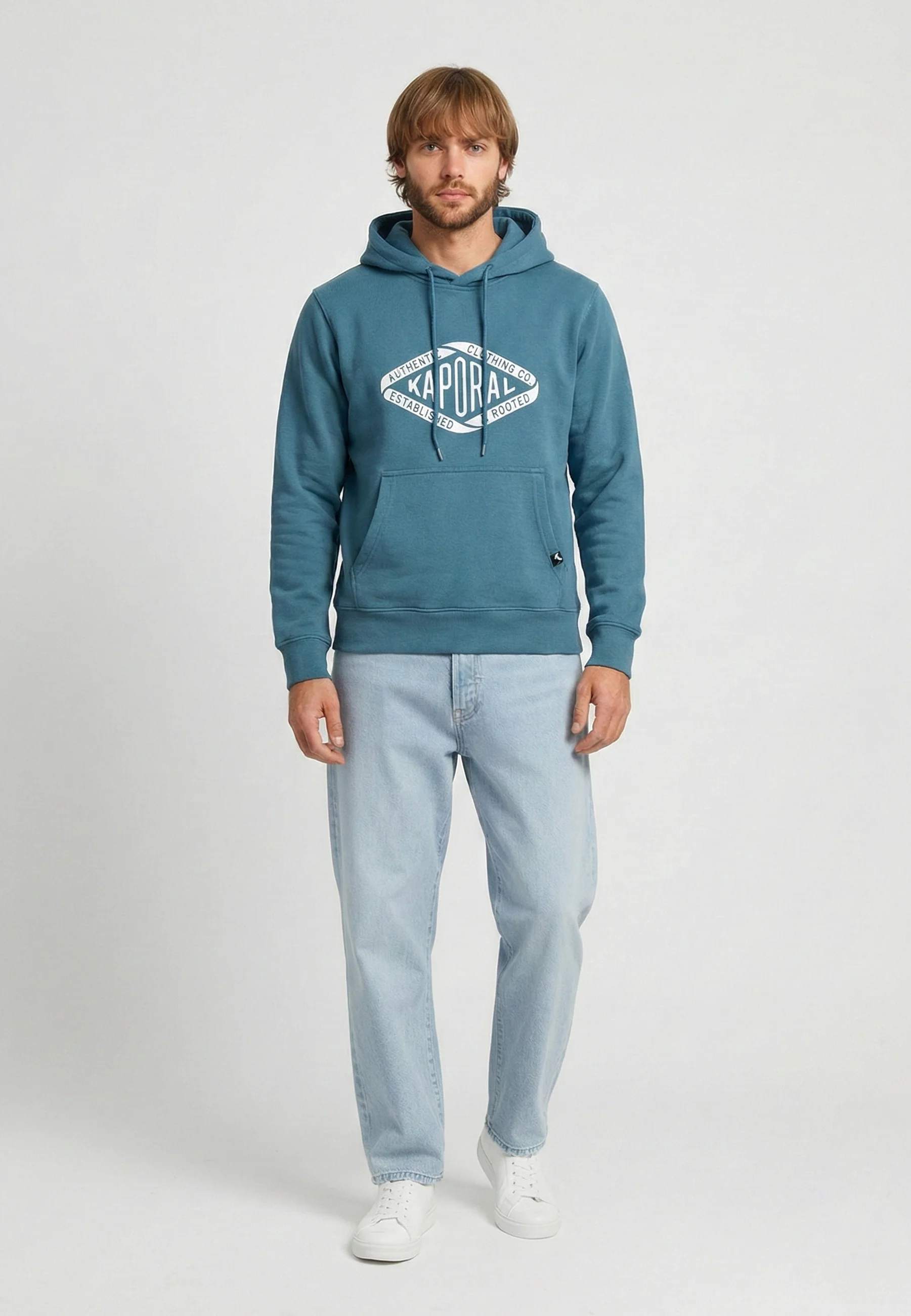 Sweat à capuche regular bleu ciel coton polyester BENNI