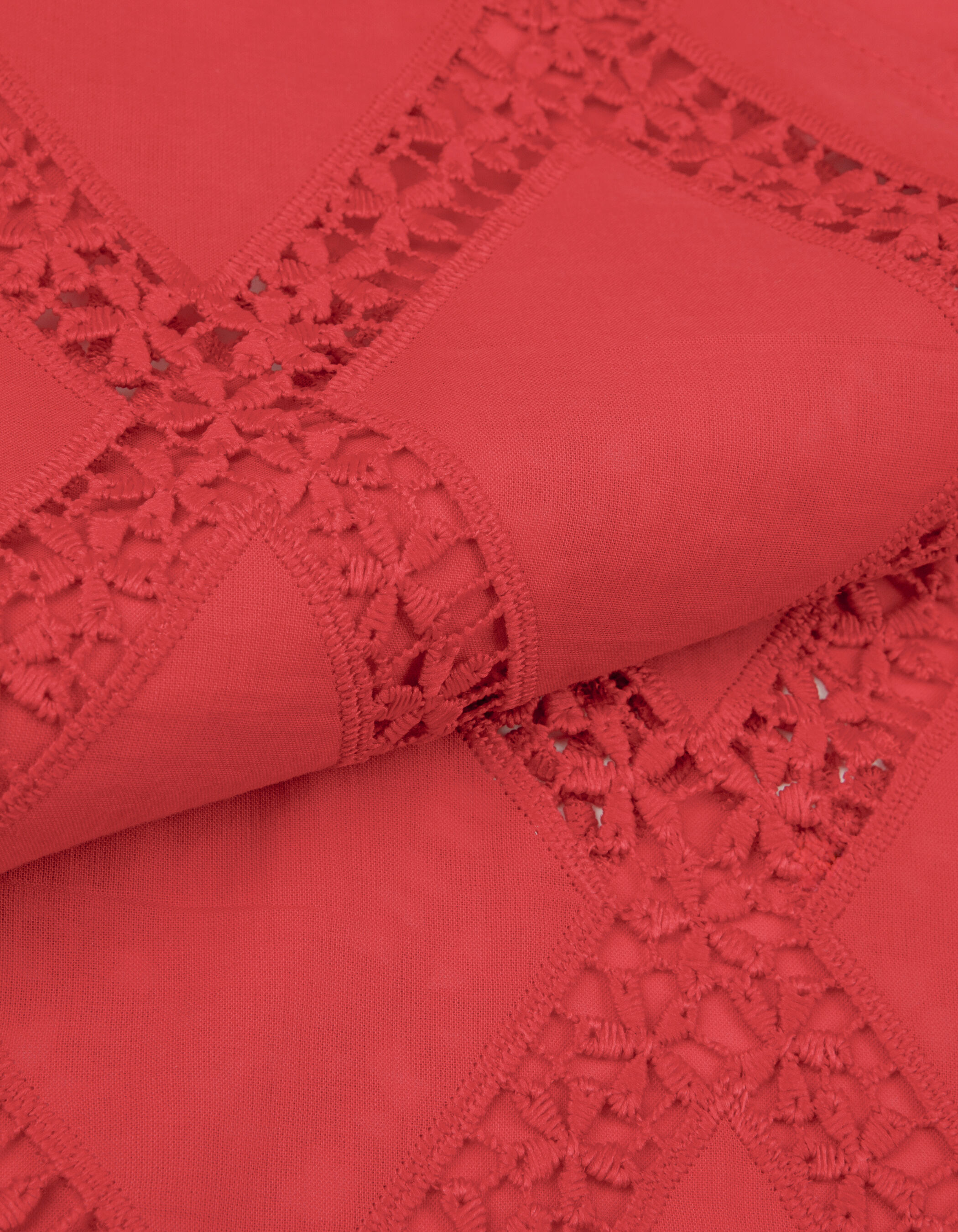 Blouse rouge galons dentelle réversible devant/dos Femme
