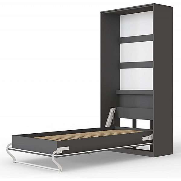 Armoire Lit escamotable Lit Mural Supérieur Vertical 90x200cm Anthracite-Anthracite brillant