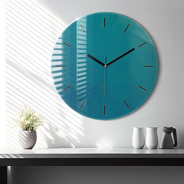 Horloge murale Wallfluent fi60 cm Aiguilles noires Abstraction marine 1 pcs