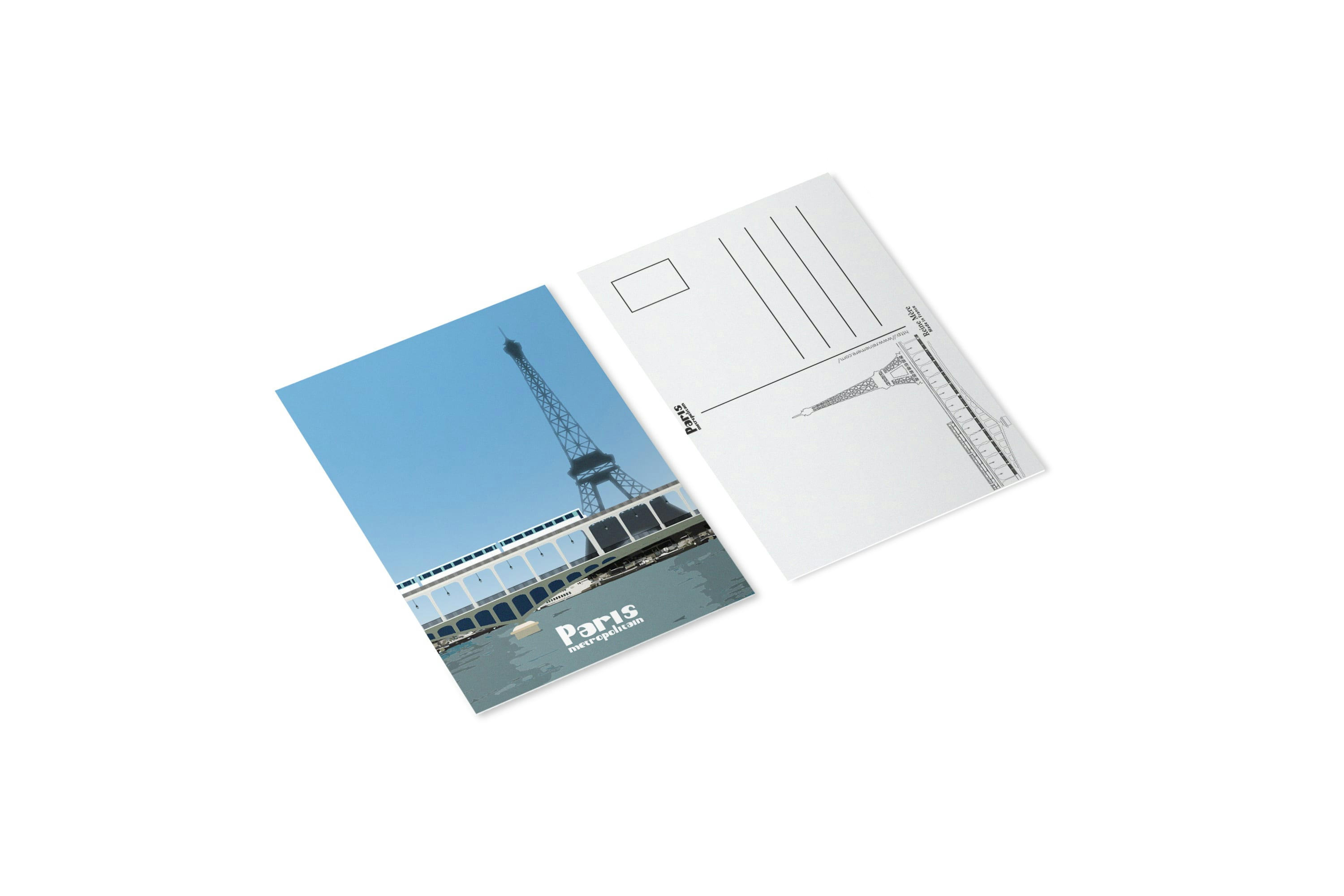 TOUR EIFFEL - Carte postale 10x15 cm Paris Métro sur la Seine