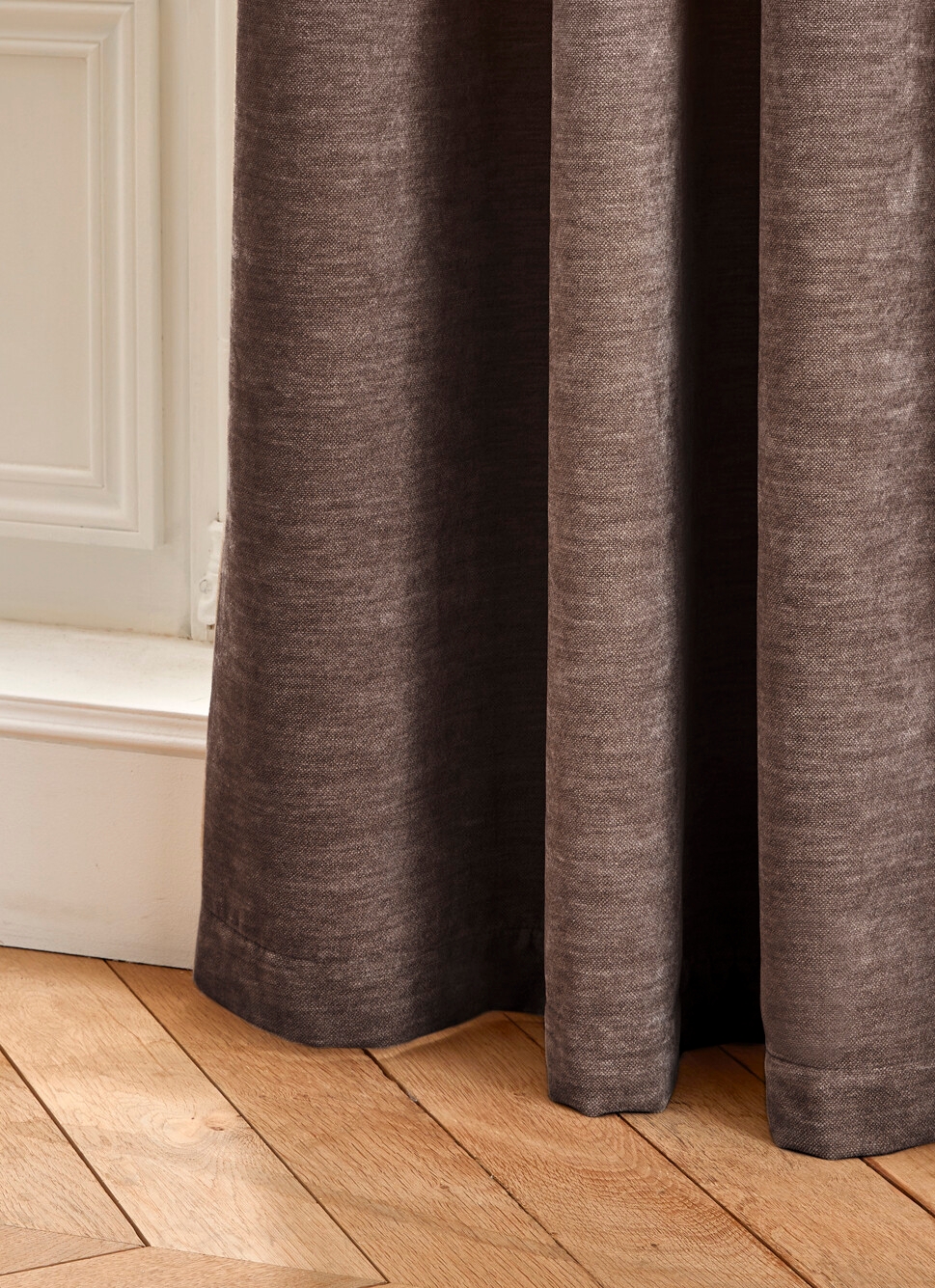 RIDEAU UNI ASPECT VELOURS TOUCHER DOUX CANNA CHOCOLAT