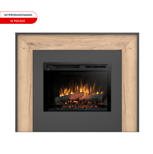 Kominek elektryczny ścienny 26" XHD 1400W grzewczy czarny, dąb Warmtec Zuni