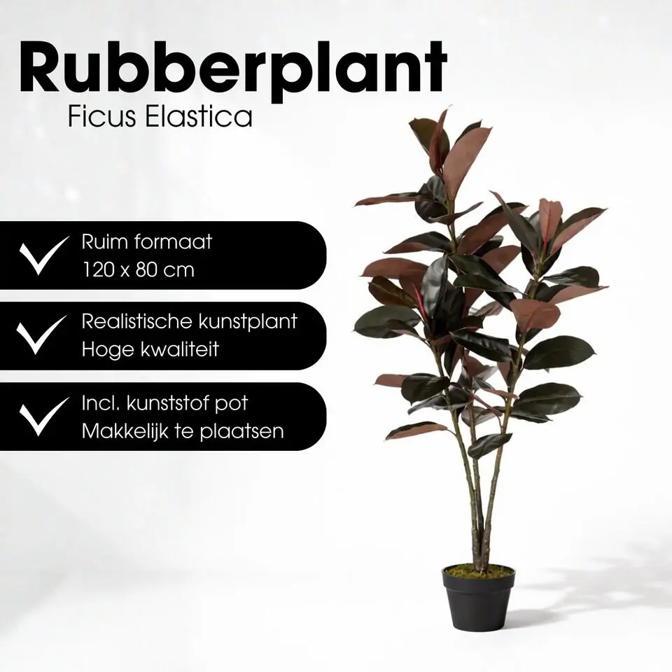 Mica Decorations Rubberplant H120 x &Oslash;80 cm Rood