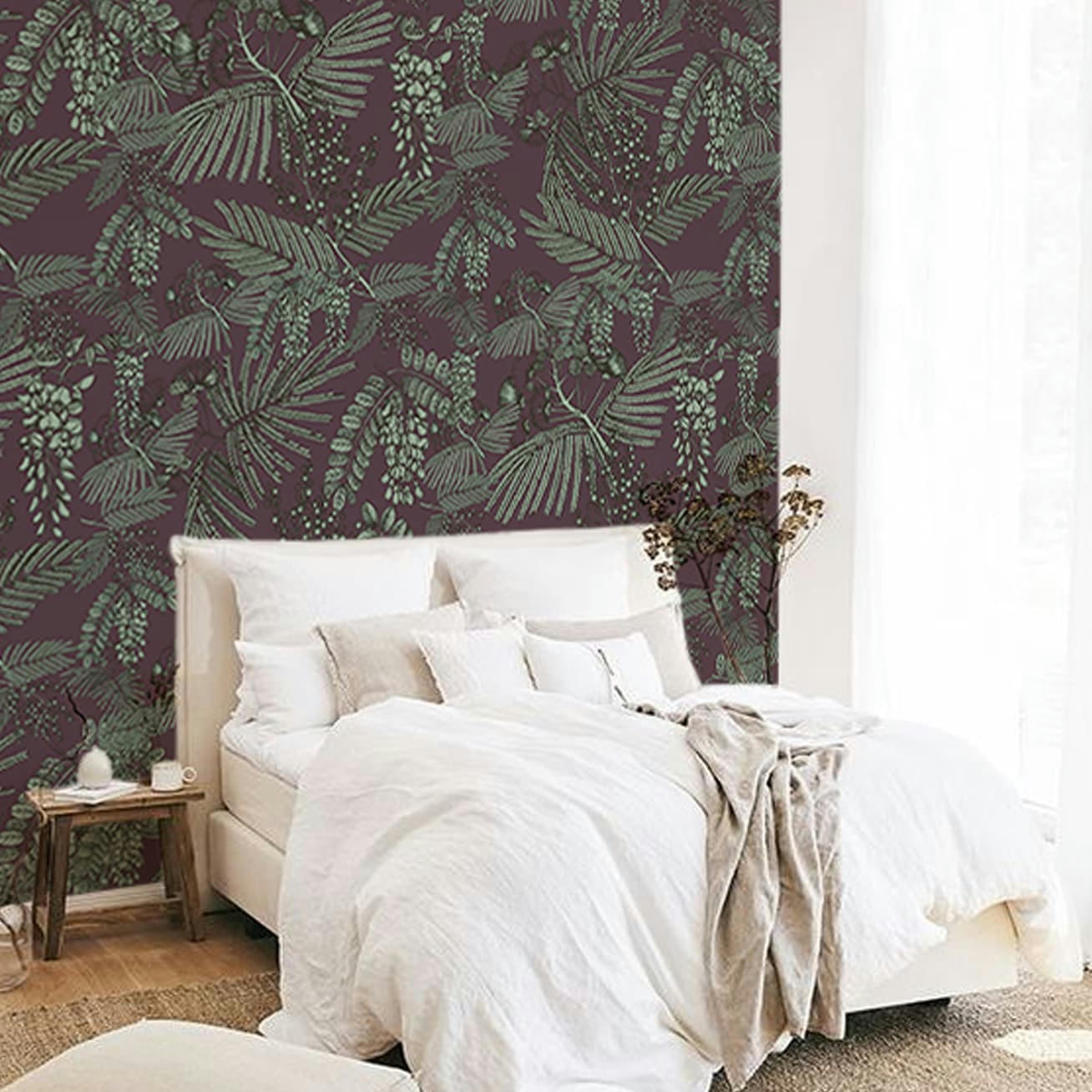 - Papier peint motifs tropical feuillage raisin  255x260cm