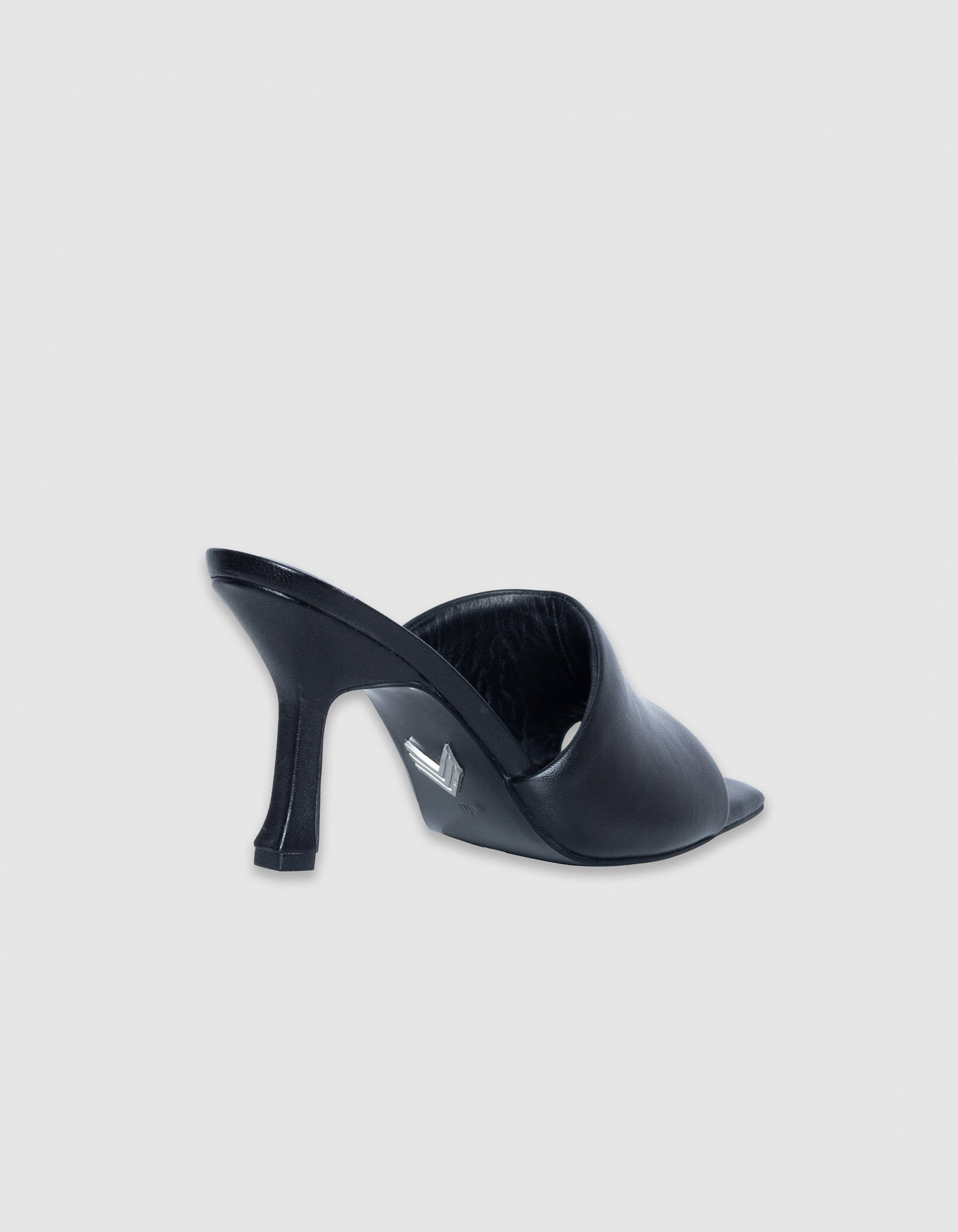 Mules à talon noires cuir puffer Femme