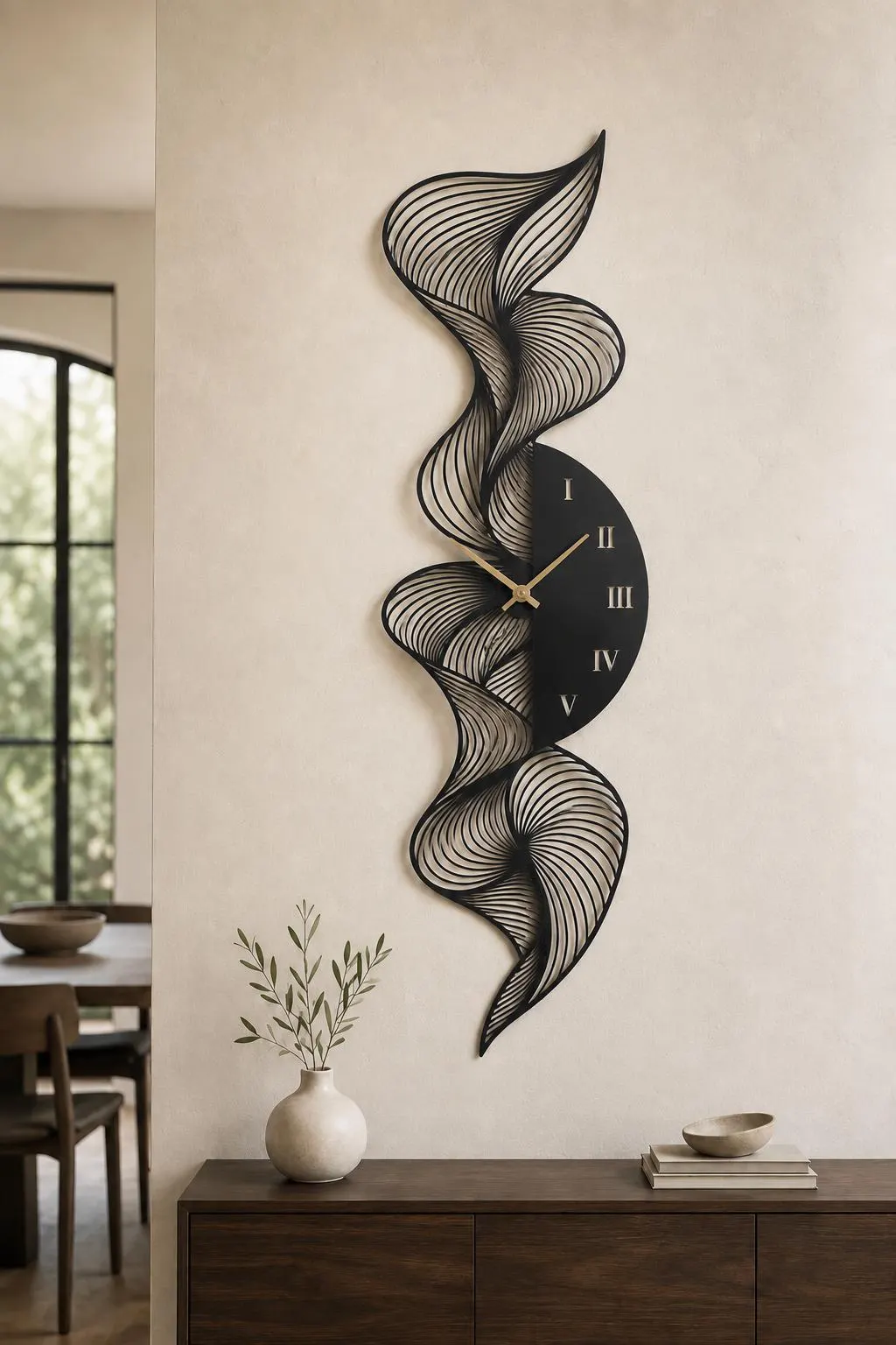 Abstract Metal Wall Clock - Silent Clock - Modern Home Decor - Unique Housewarming Gift