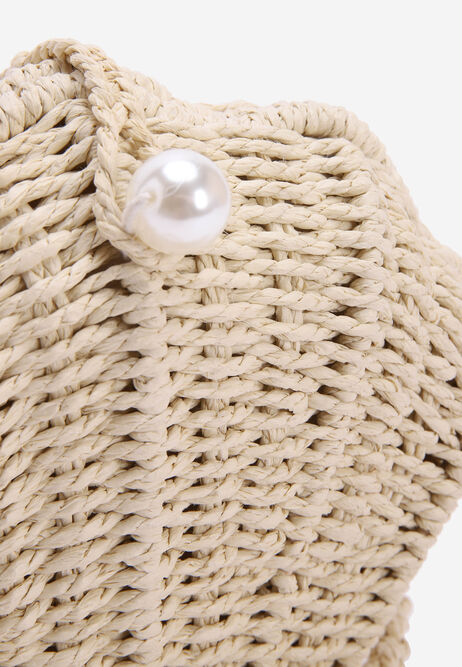 Womens Neutral Woven Shell Cross Body Bag