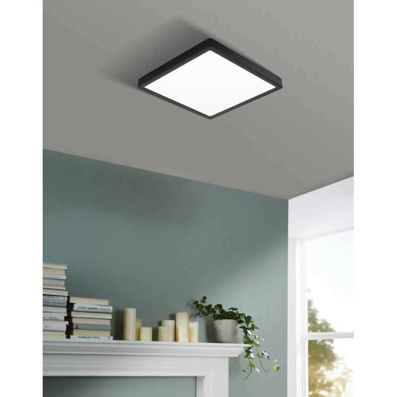 Plafonnier LED Fueva 5 noir 28,5 x 28,5 cm 3000 K 20,5 W EGLO