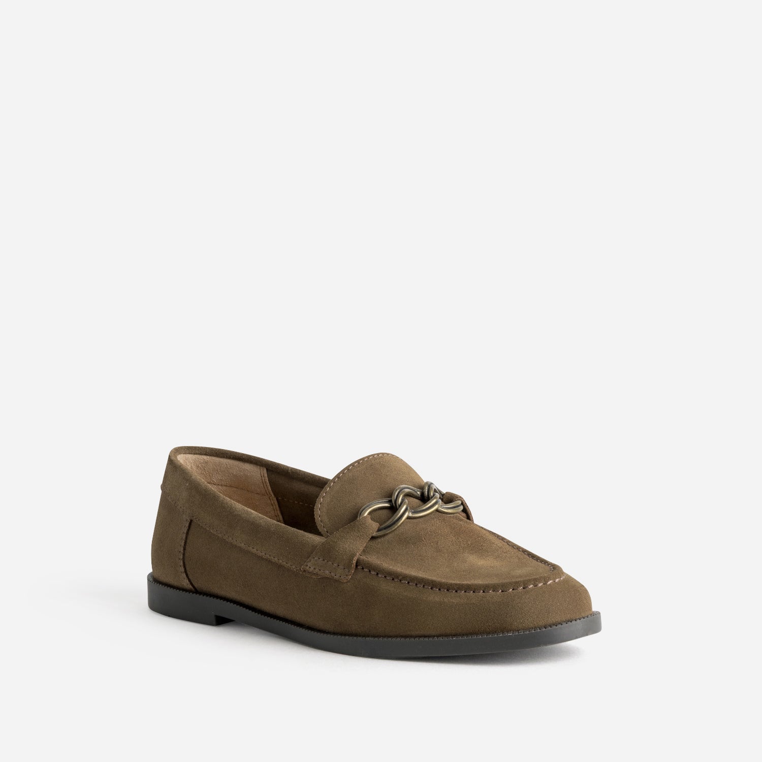 Mocassin marron cuir velours