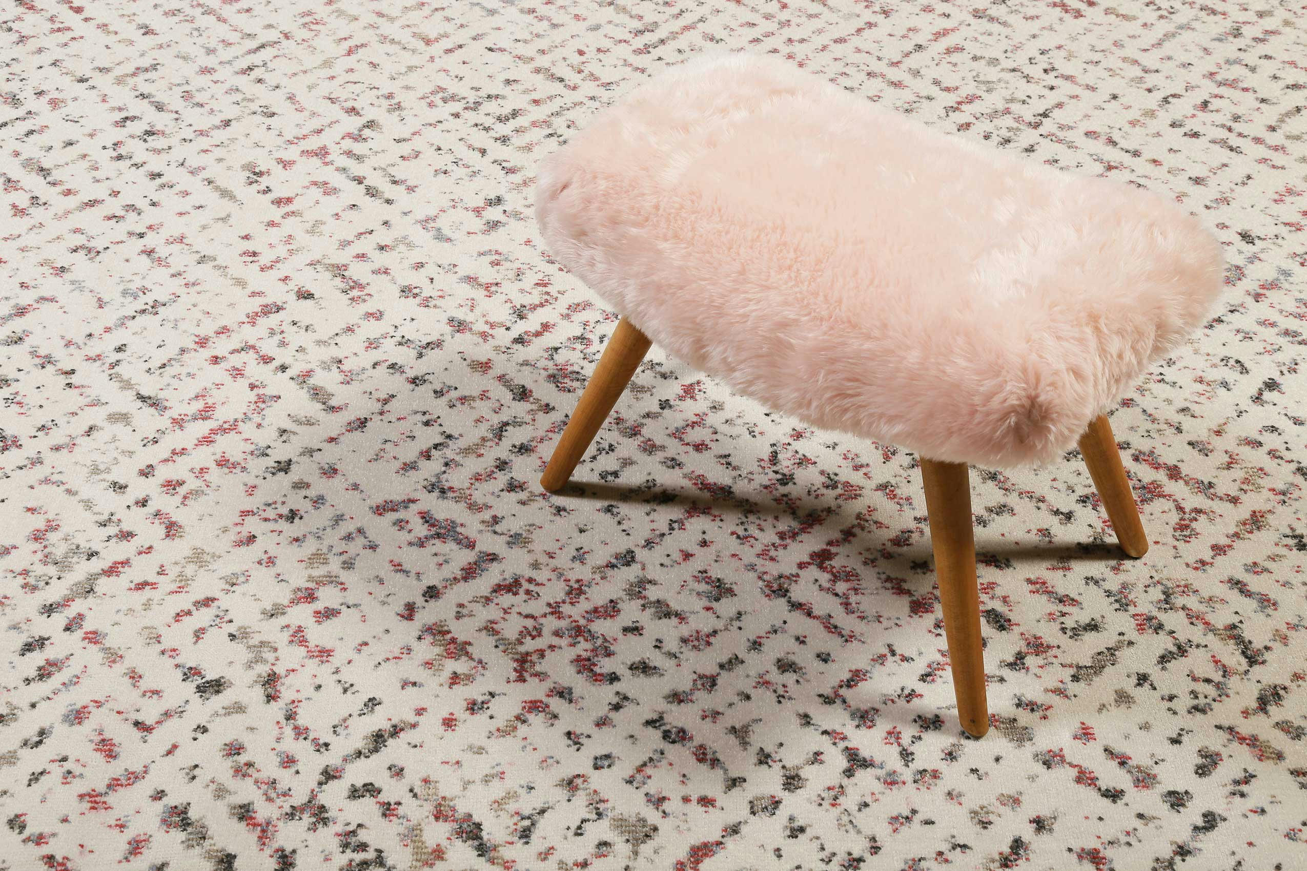 AMBER - Tapis intérieur/extérieur design motif tons de rouge beige 120x170